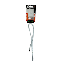 Monkey Lightning iPhone Charge & Sync Cable, Silver with White 2A plug, 10-ft Front_Flat