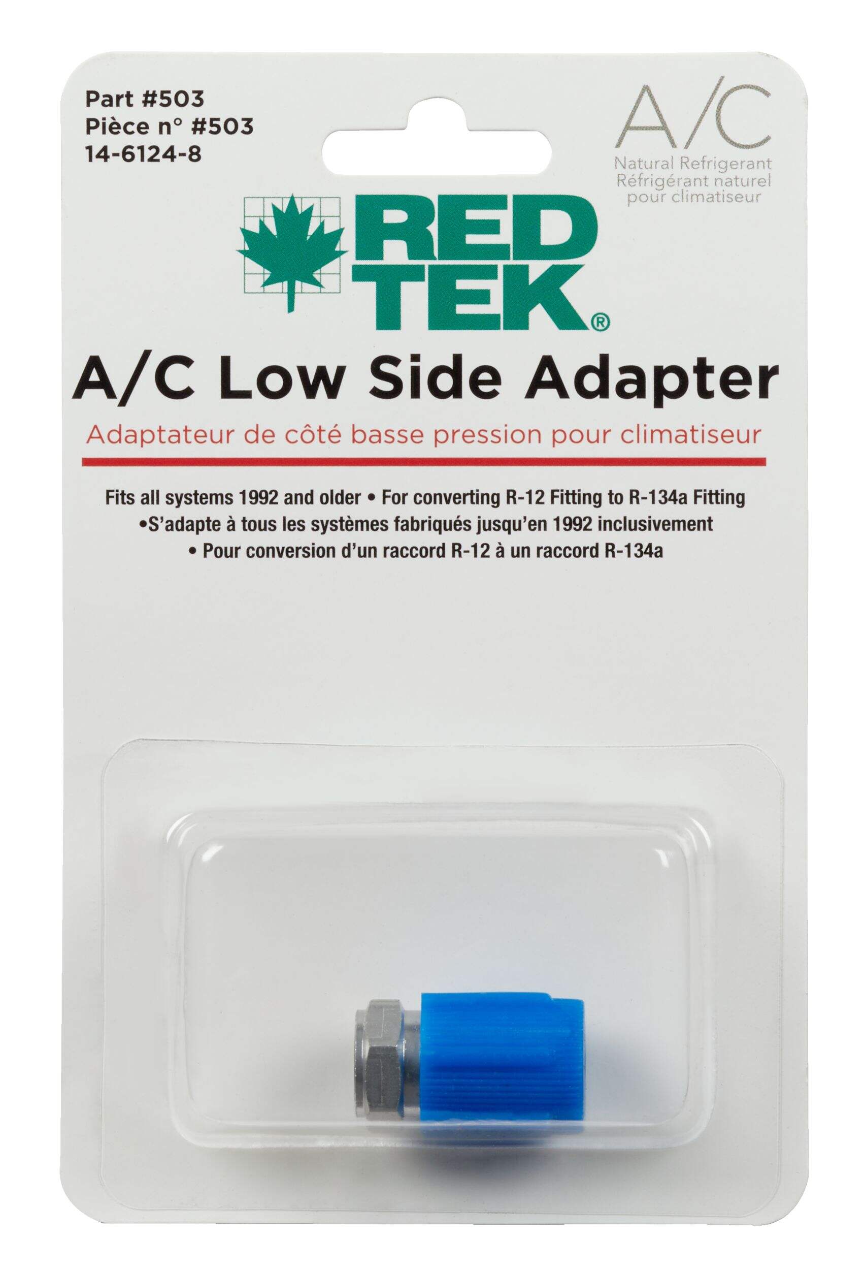 RED TEK R134a A/C Low Side Retrofit Conversion Fitting Adaptor Front_Flat