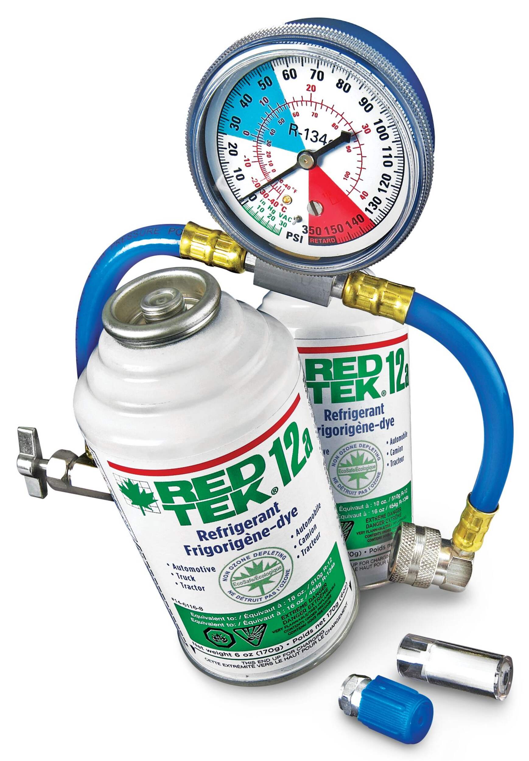 RED TEK 12a A/C Refrigerant Recharge Kit with Gauge, 6-oz Composite_or_Mixed