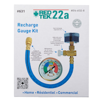 RED TEK R22a A/C Refrigerant Recharge Installation Hose with Gauge Front_Flat