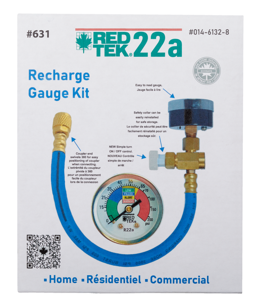 RED TEK R22a A/C Refrigerant Recharge Installation Hose with Gauge Canadian Tire