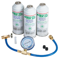 RED TEK R22a A/C Refrigerant Recharge & Retrofit Kit with Gauge, Installation Hose & Low Side Coupler, 8-oz each Composite_or_Mixed