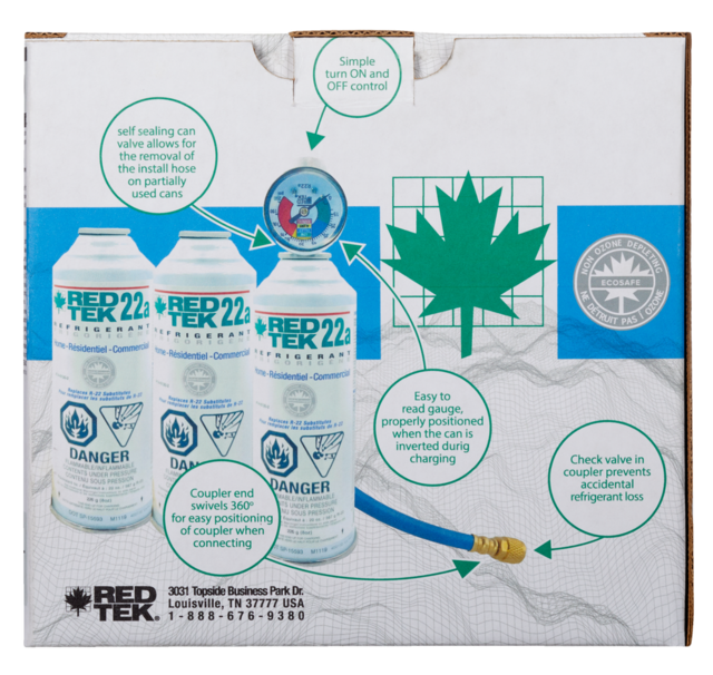 RED TEK R22a A/C Refrigerant Recharge & Retrofit Kit with Gauge
