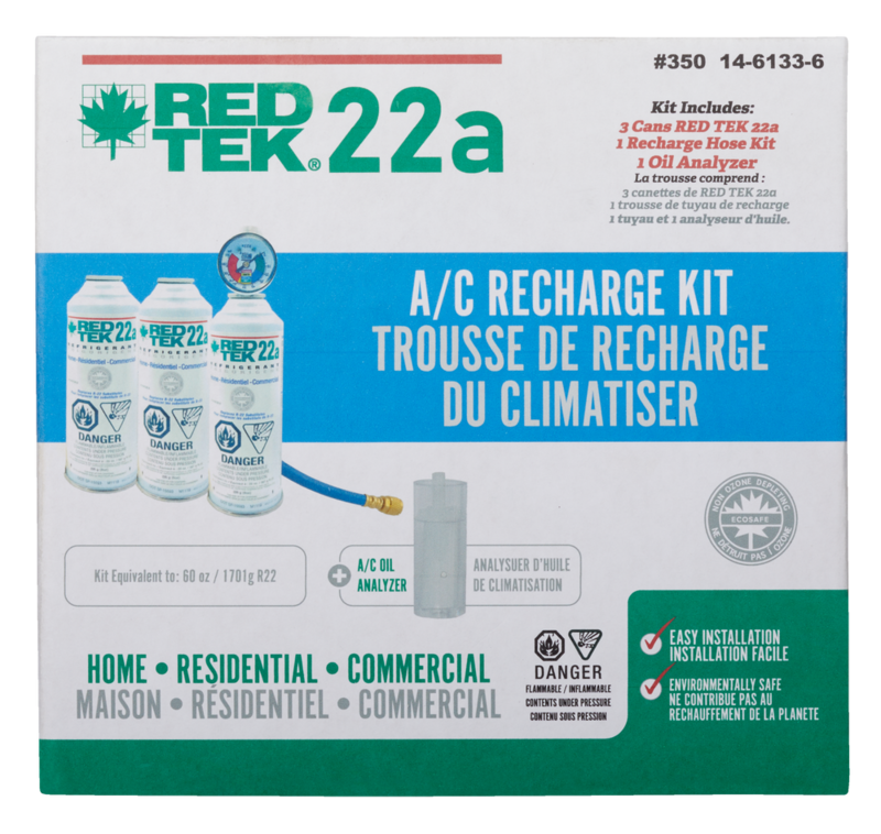 RED TEK R22a A/C Refrigerant Recharge & Retrofit Kit with Gauge, Installation Hose & Low Side