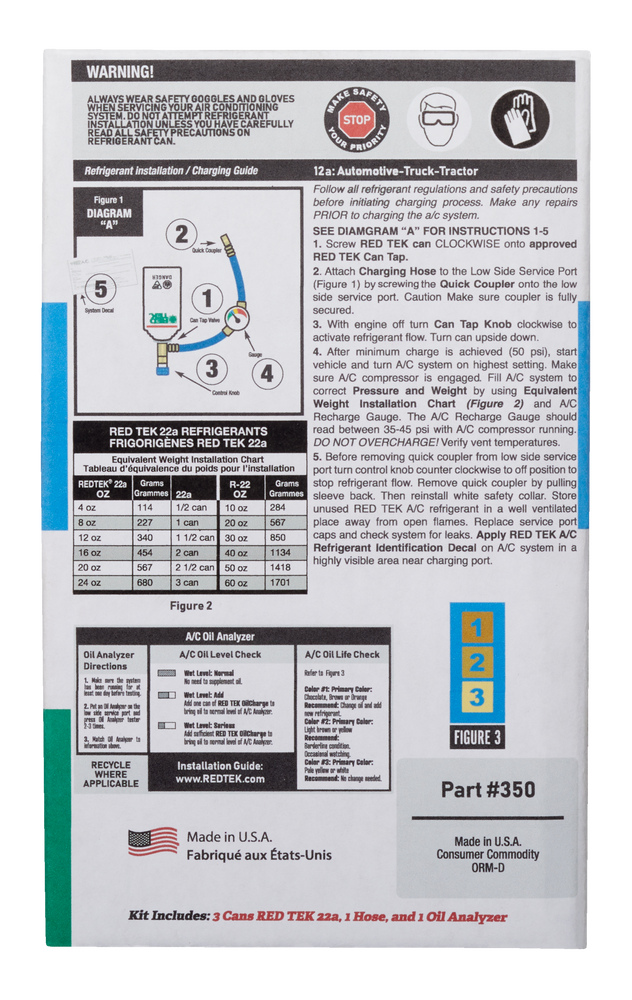 RED TEK R22a A/C Refrigerant Recharge & Retrofit Kit with Gauge ...