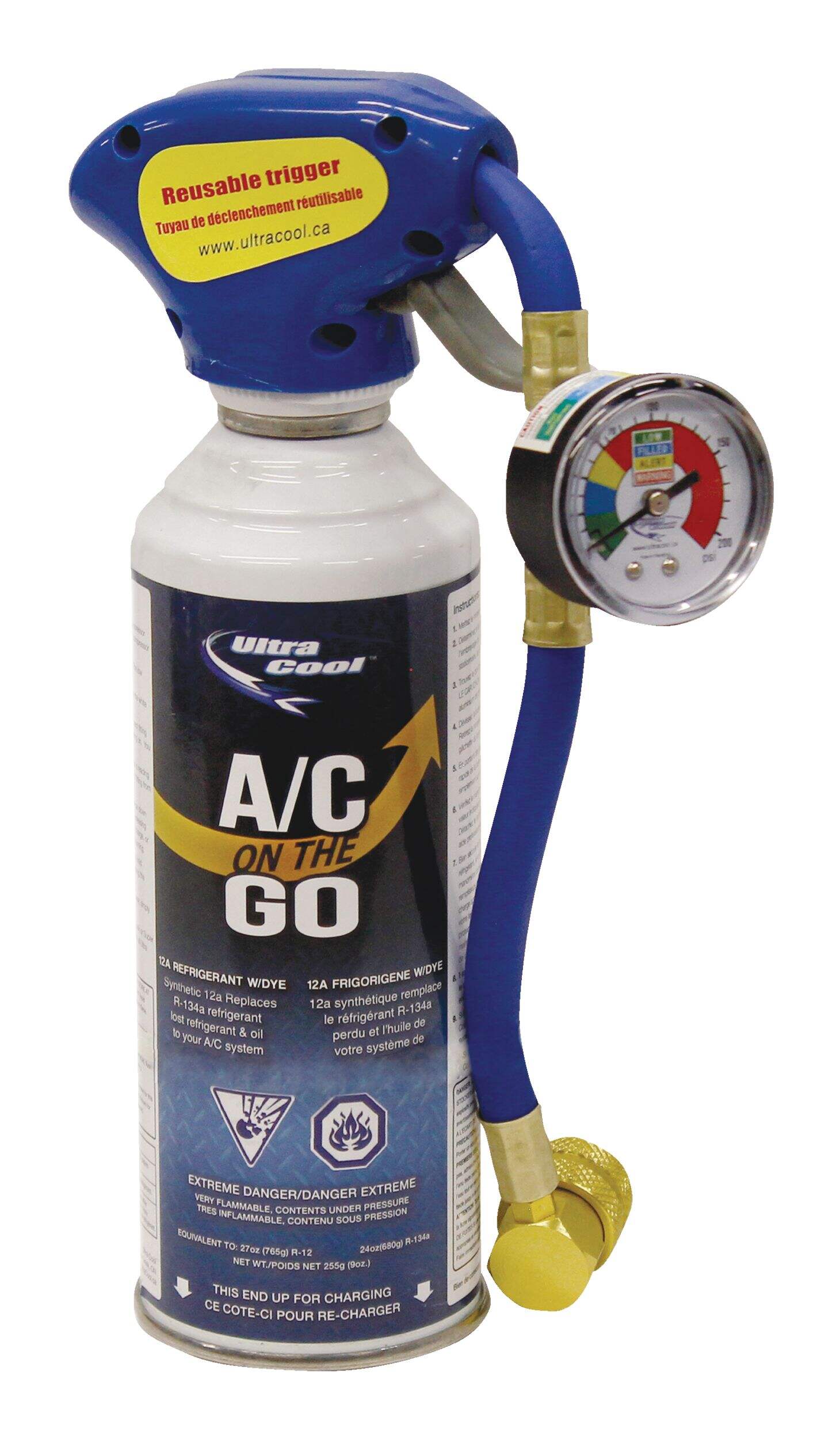 Ultra Cool R12a A/C On The Go Refrigerant with Trigger Hose, 9-oz Front_Flat