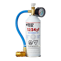 RED TEK R1234yfHc A/C Natural Refrigerant Kit with Gauge, Installation Hose & Low Side Coupler, 8-oz Front_Flat
