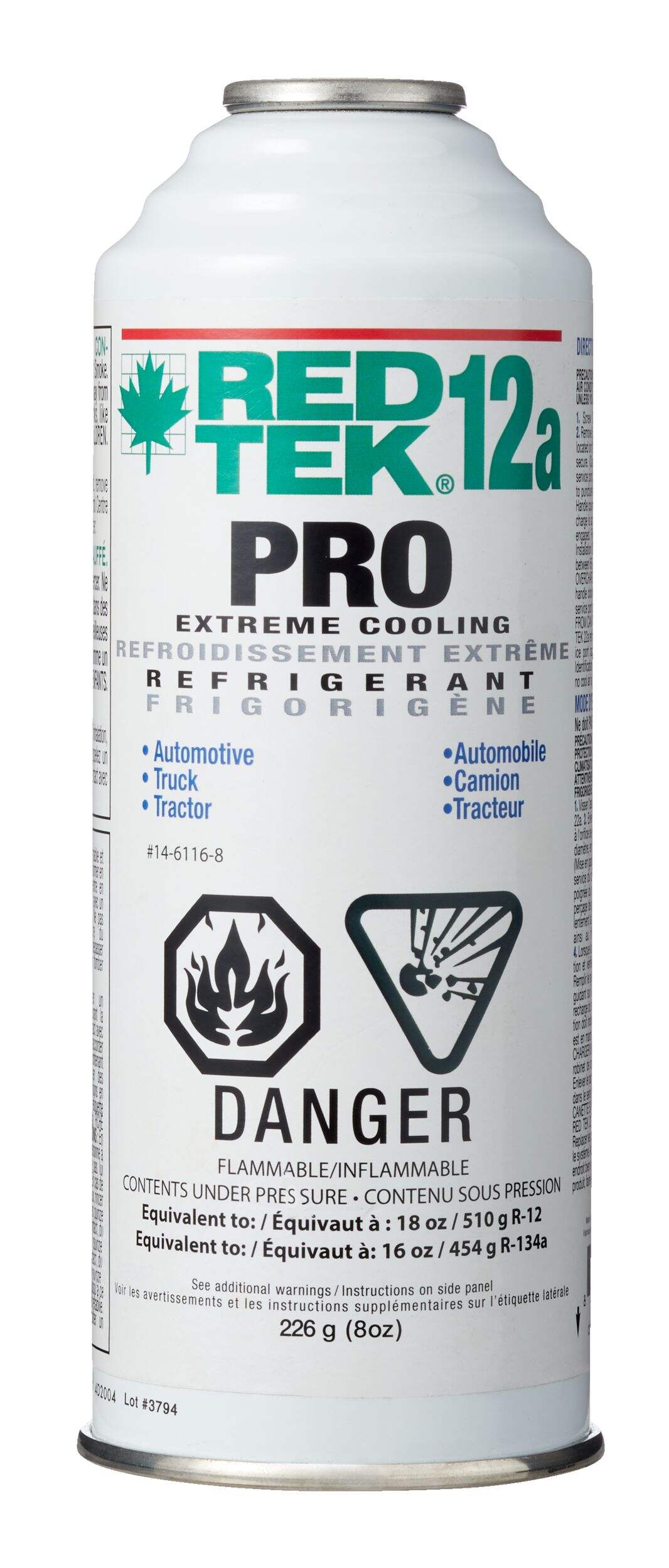 RED TEK R12a Pro Extreme Cooling Refrigerant, 8-oz Front_Flat