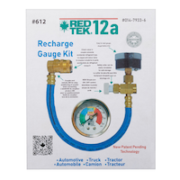 RED TEK 612 R134a Recharge Gauge Kit with Installation Hose & Low Side Coupler