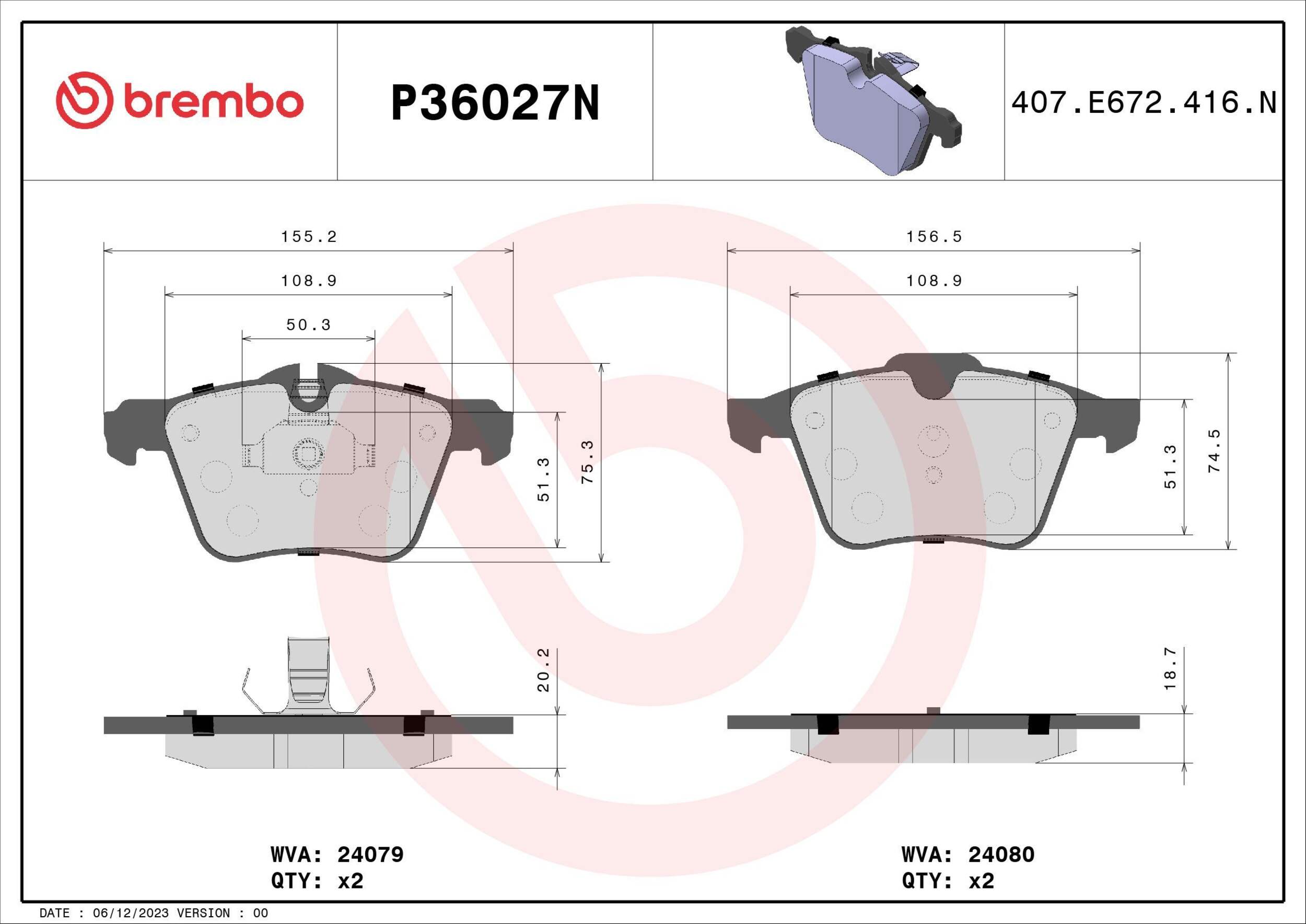 P36027N BREMBO PADS