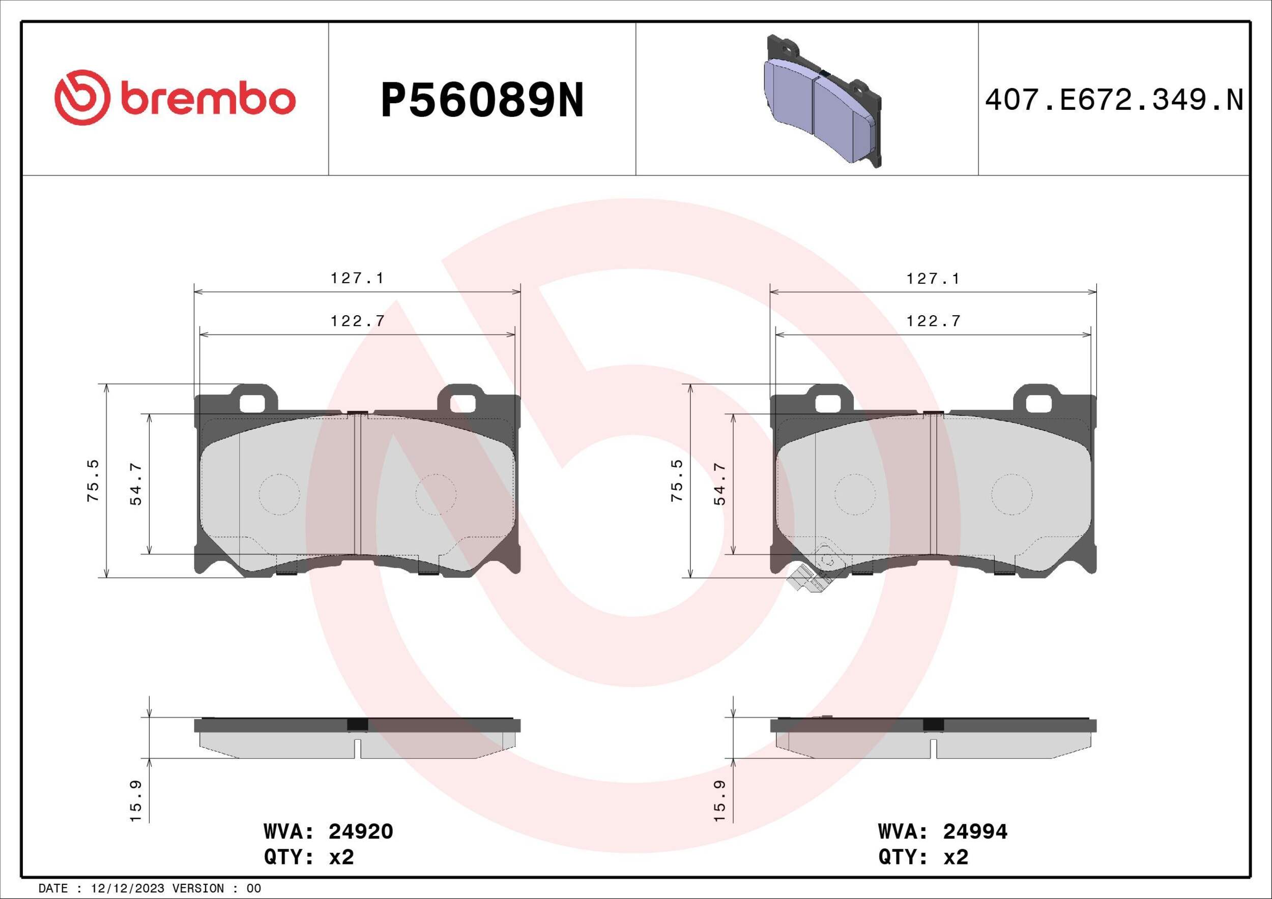 P56089N PLAQ.BREMBO