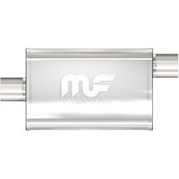 MagnaFlow Universal Performance Muffler, 4 x 9-in, Stainless Steel, Straight-Through Design (14326) Front_Flat