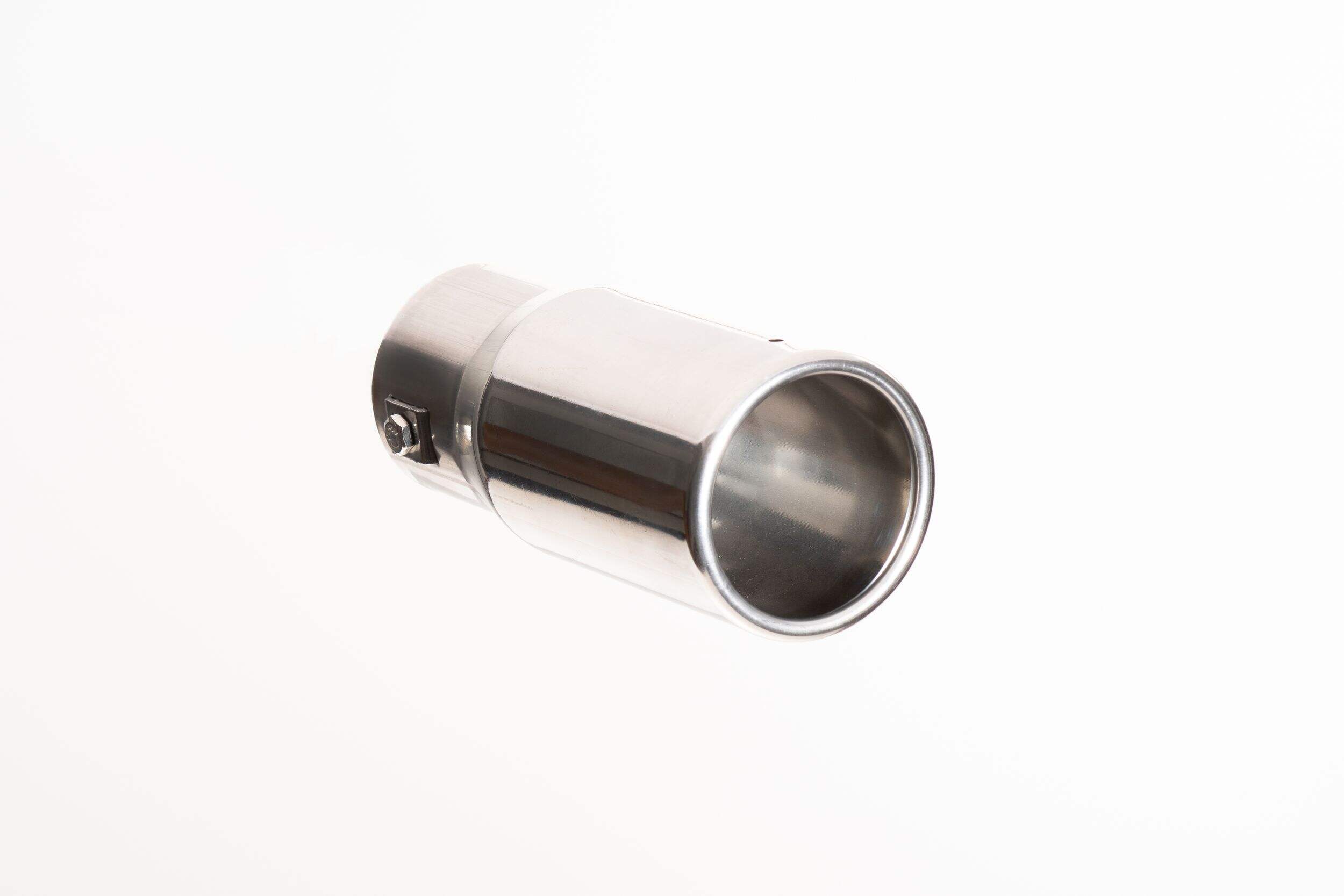 Stallion 6-in Polished Honda-Style Car Exhaust Tip Front_Three_Fourths_Angled_Right