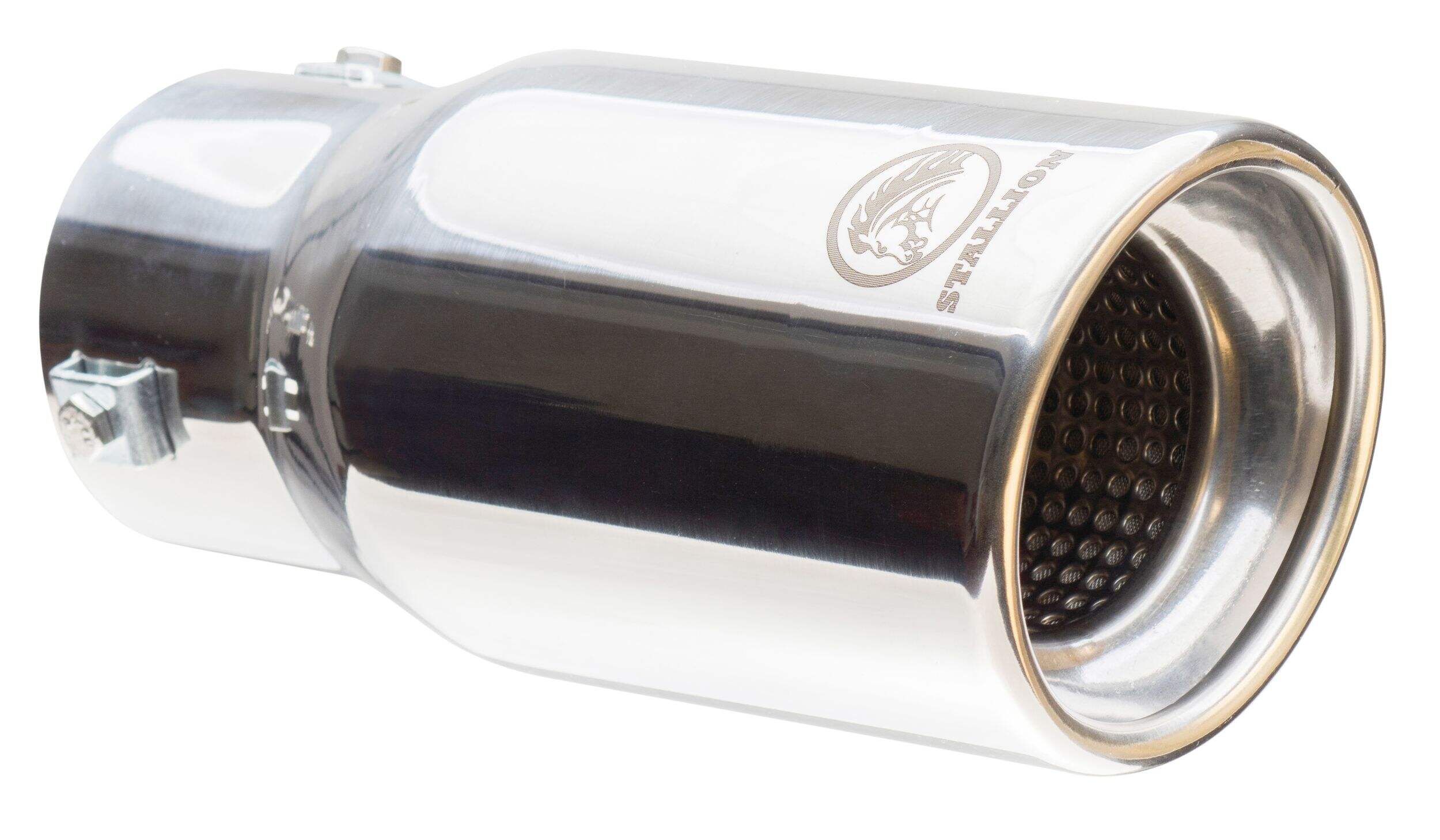 Embout d'échappement d'auto poli Stallion RTS, 9 po  Front_Three_Fourths_Angled_Right