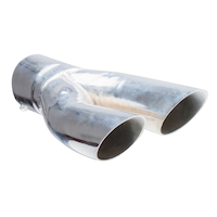 Stallion Chrome Twin Slant Exhaust Tip, 12-in Front_Three_Fourths_Angled_Right