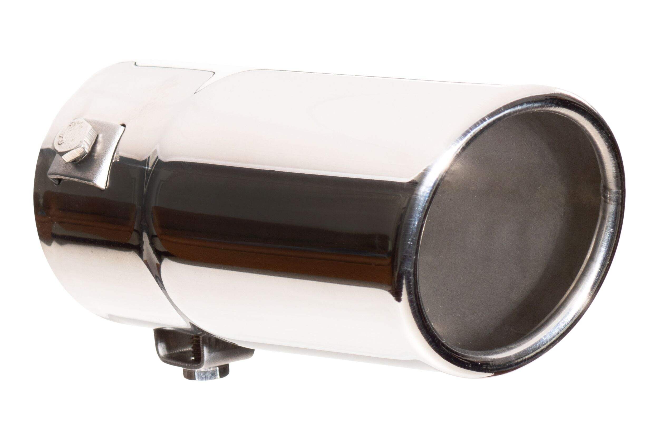 Stallion Polished Rolled Edge Exhaust Tip, 5-in Front_Three_Fourths_Angled_Right