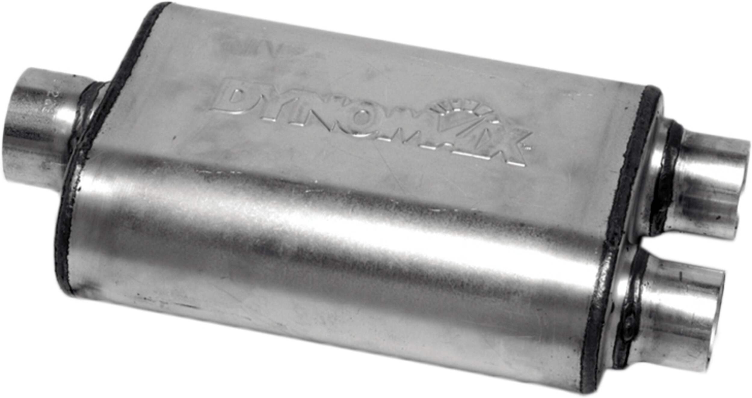 Dynomax® Ultra Flo™ Welded Performance Muffler, Stainless Steel, Centered/Offset (17228) Front_Angled_Right