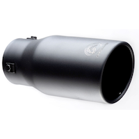Stallion Black Exhaust Tip, PMB-1011B, 9-in  Front_Three_Fourths_Angled_Right