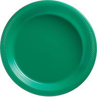 Assiettes plates rondes réutilisables en plastique, paq. de fête, couleurs variées, 10 po, paq. 50, pour Noël/Action de grâces/réveillon/fête d'anniversaire