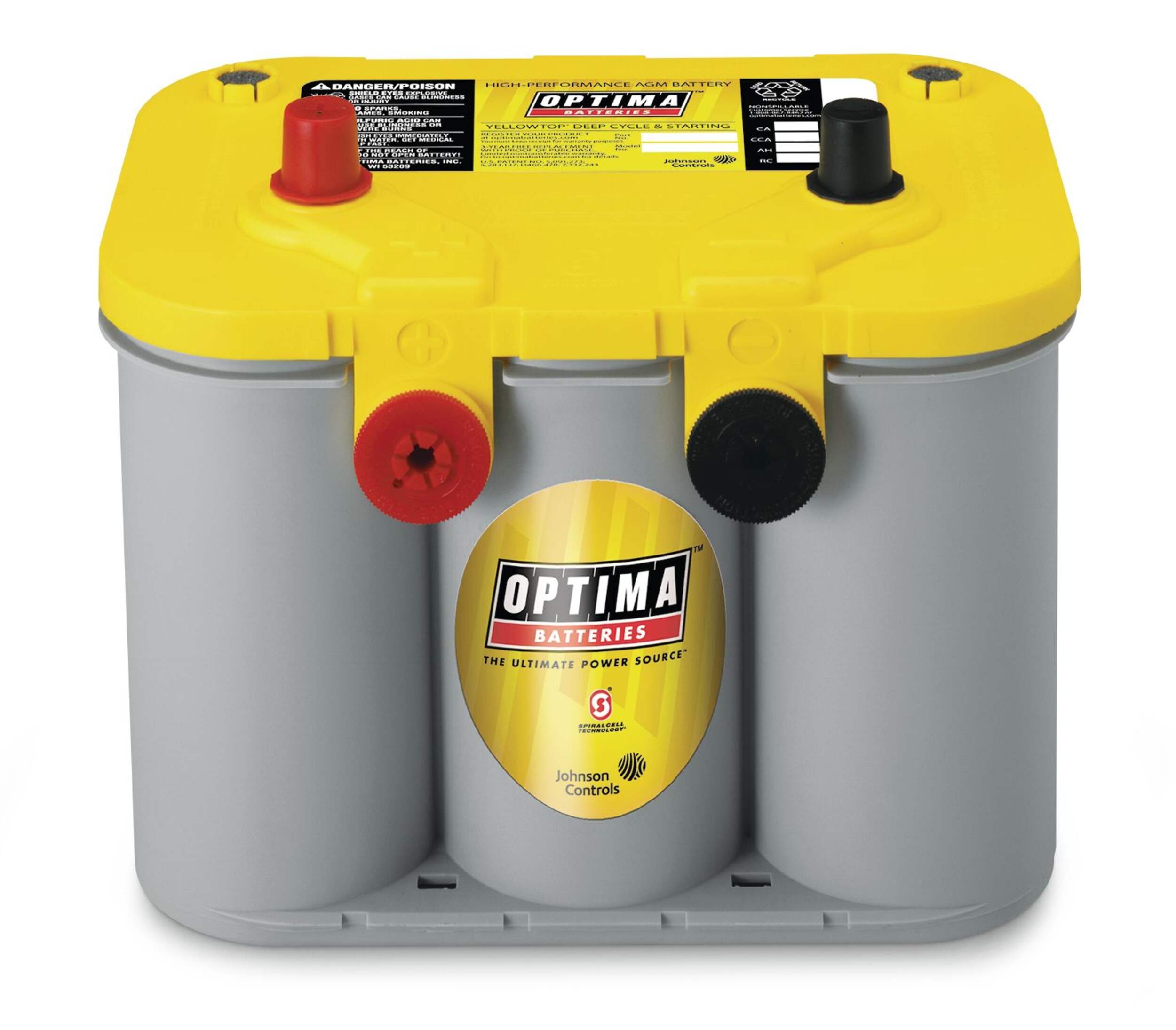 Batterie AGM à double usage OPTIMA YELLOWTOPMD 9014-045, groupe 34/78, 750 ADF Front_Elevated