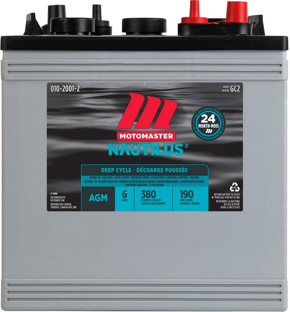 MOTOMASTER NAUTILUS AGM Group Size GC2 6-Volt Deep Cycle Battery ...