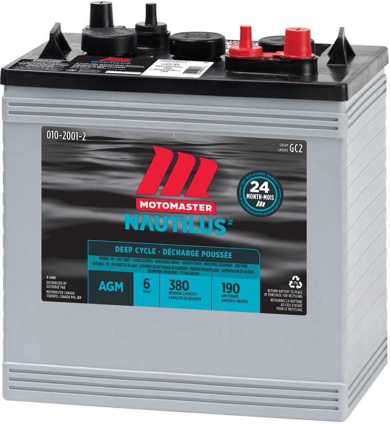 MOTOMASTER NAUTILUS AGM Group Size GC2 6Volt Deep Cycle Battery