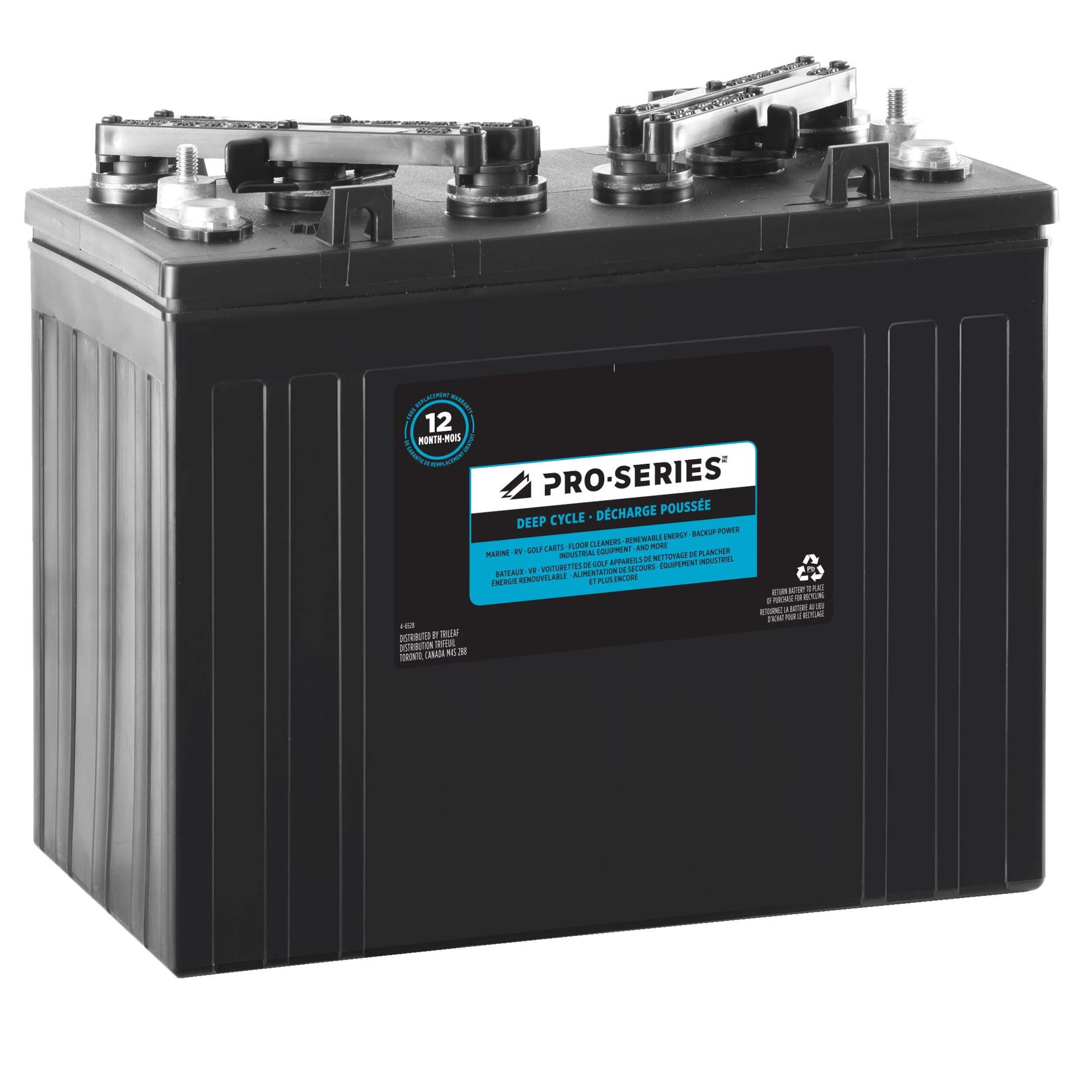 Pro-Series Commercial Group Size GC12 Deep Cycle Battery Front_Three_Fourths_Angled_Right