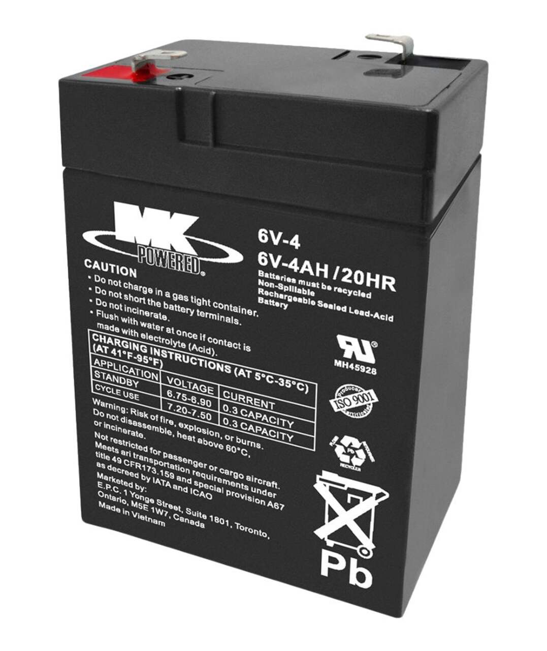 Batterie au plomb-acide scellée MK, 6 V, 4 Ah