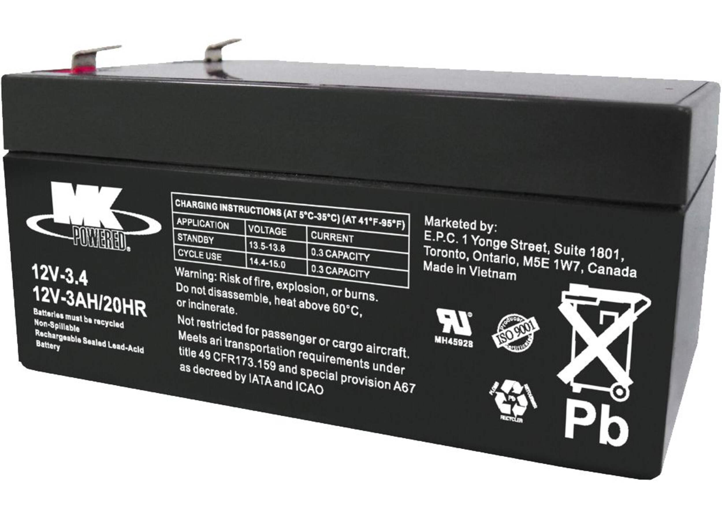 MK Battery 12-Volt 3 Ah SLA Battery Back_Angled_Right