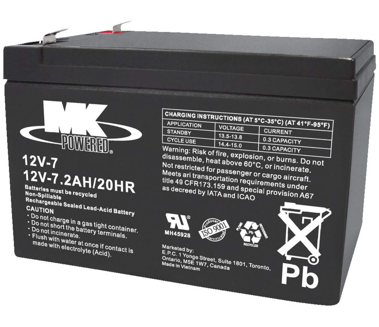 UltraTech UT1270 / UT-1272-F1 12V 7 Ah Sealed Lead Acid Alarm Battery  UT-1270 UT-1272-F1