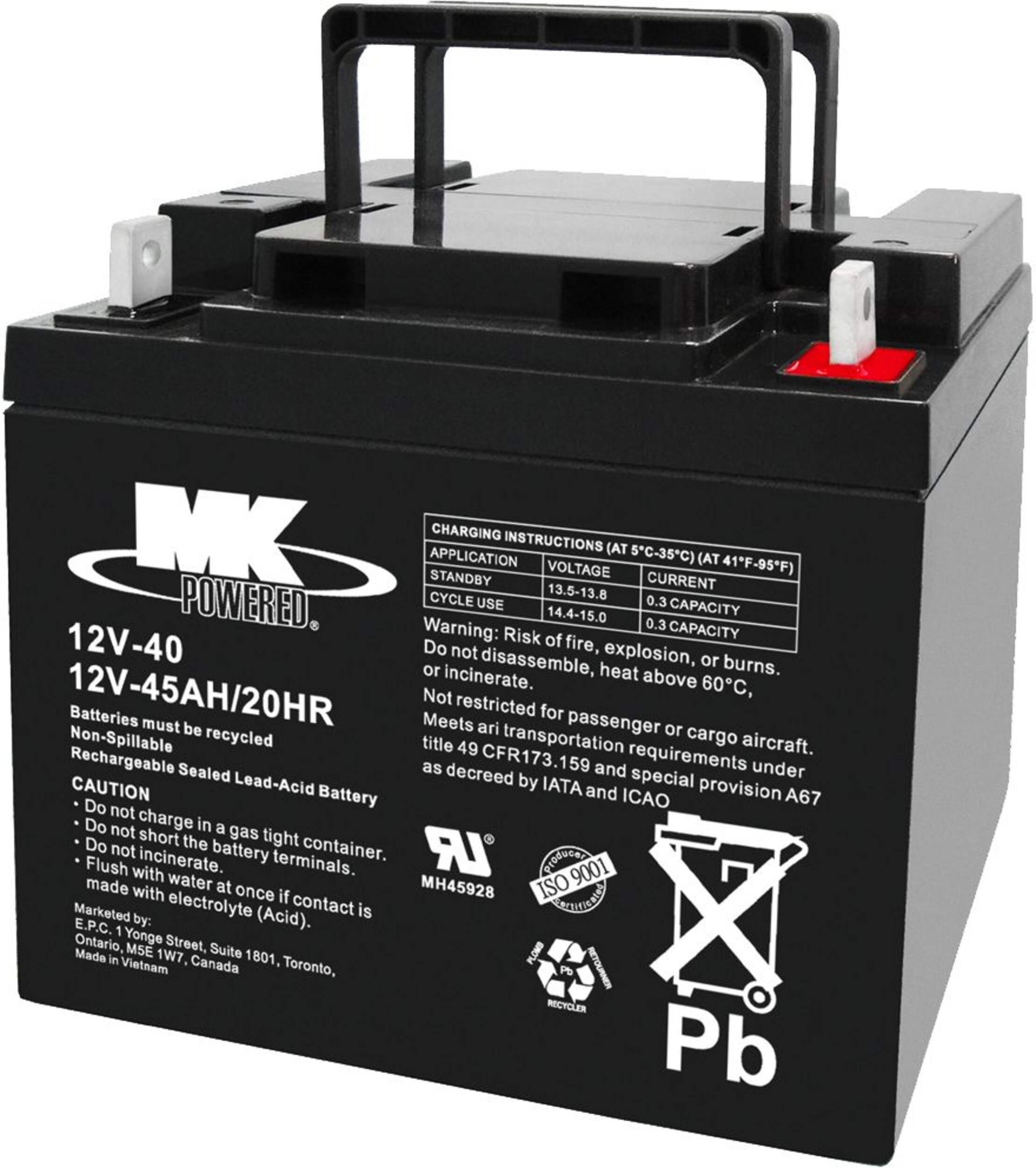Batterie au plomb-acide hermétique MK, 12 V, 45 Ah Front_Angled_Left