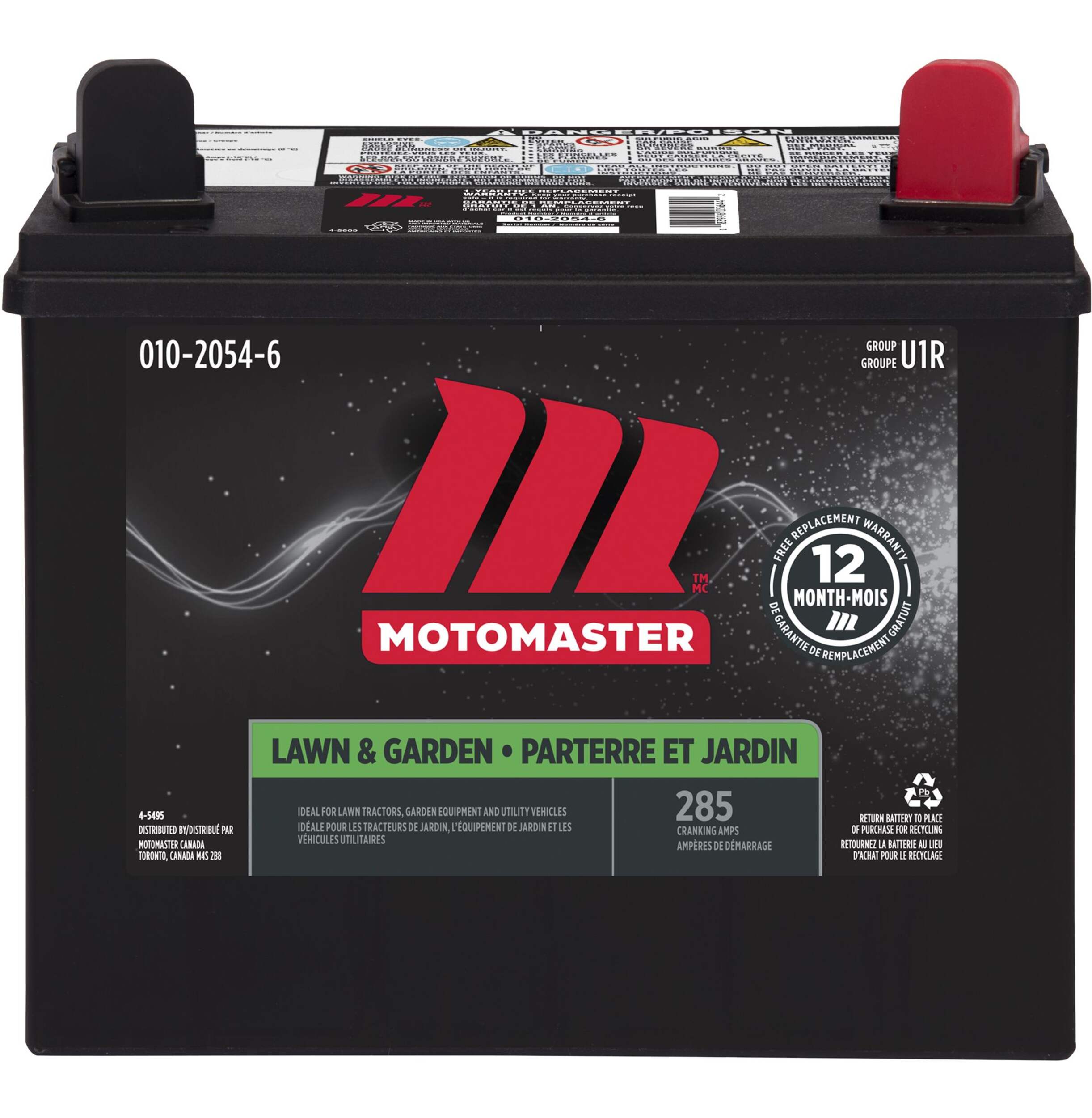 MOTOMASTER Group Size U1R Small Engine Battery, 230 CCA Front_Elevated