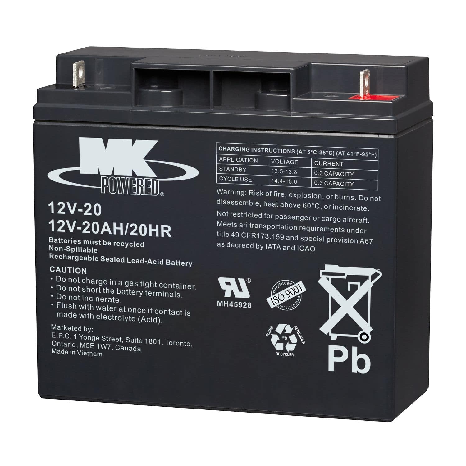 Batterie au plomb-acide scellée MK, 12 V, 20 Ah