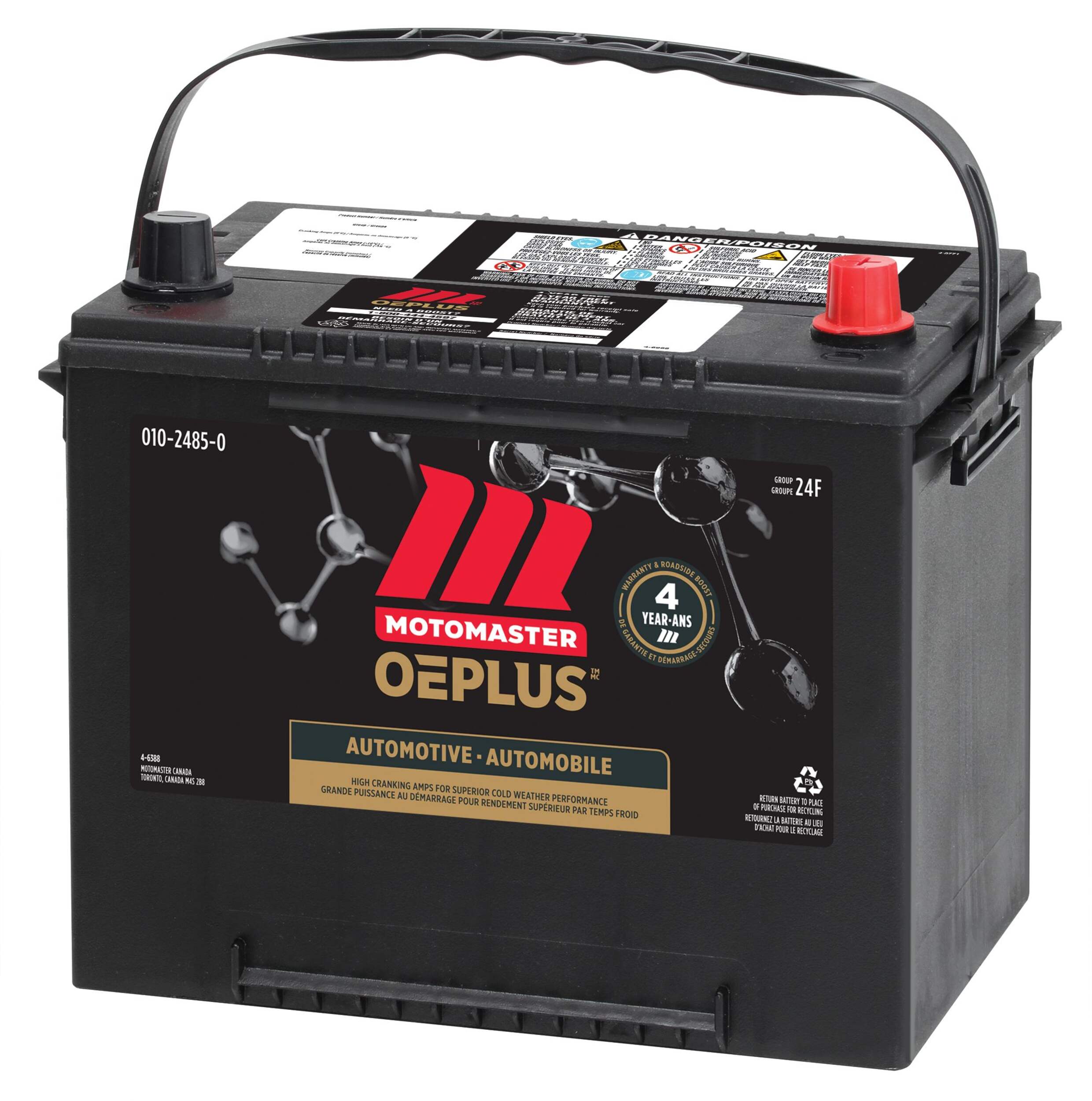 MOTOMASTER OEPLUS Group Size 24F Battery, 725 CCA Front_Angled_Left