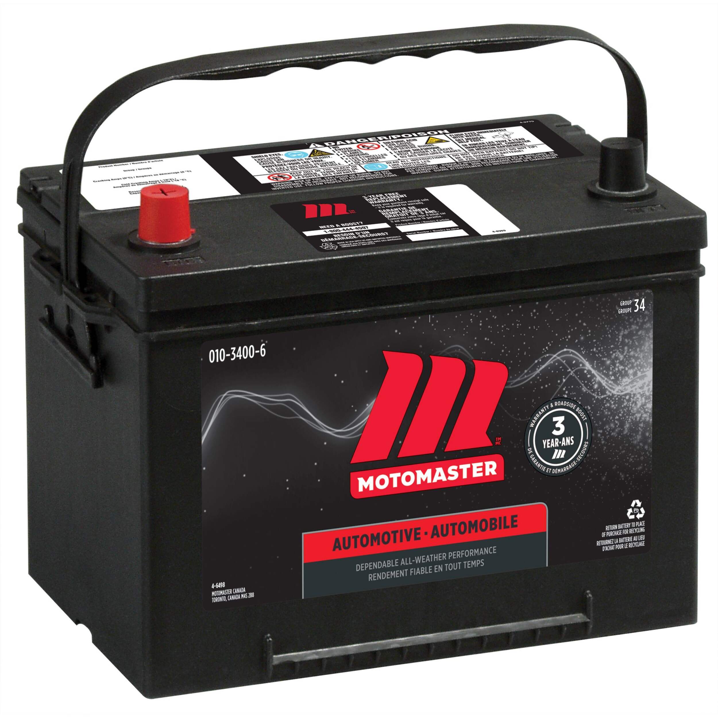 Batterie MotoMaster, groupe 34, 690 ADF Front_Angled_Right