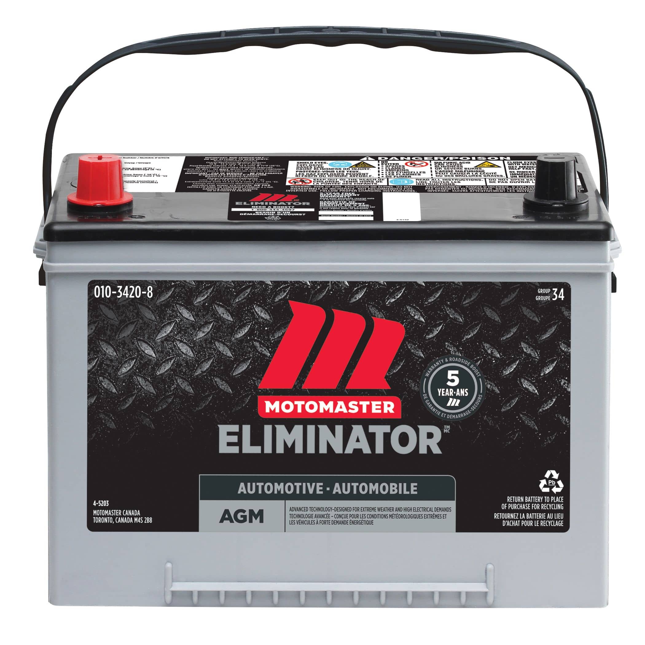 MOTOMASTER ELIMINATOR AGM Group Size 34 Battery, 750 CCA