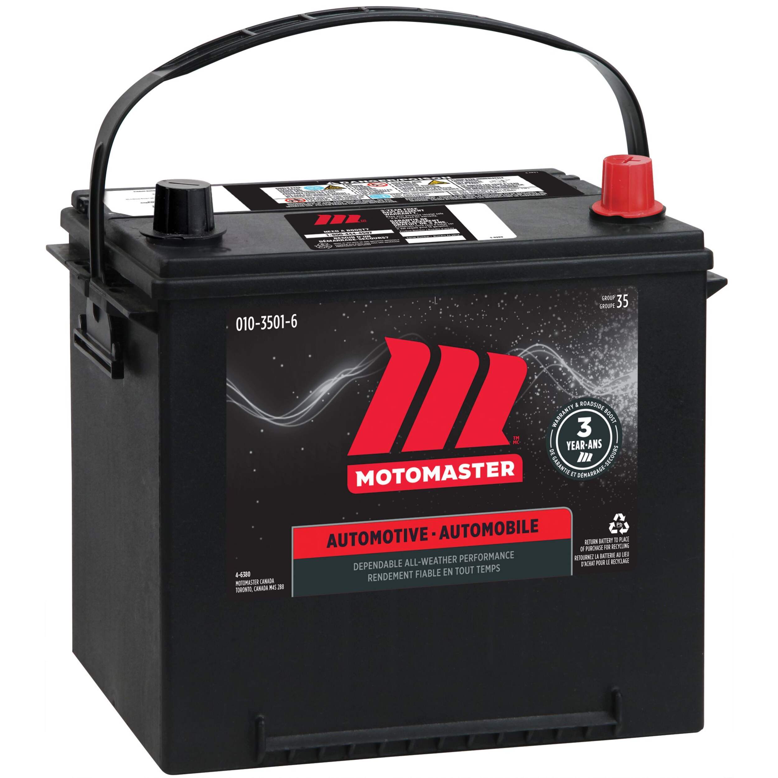 Batterie MotoMaster, groupe 35, 550 ADF Front_Angled_Right
