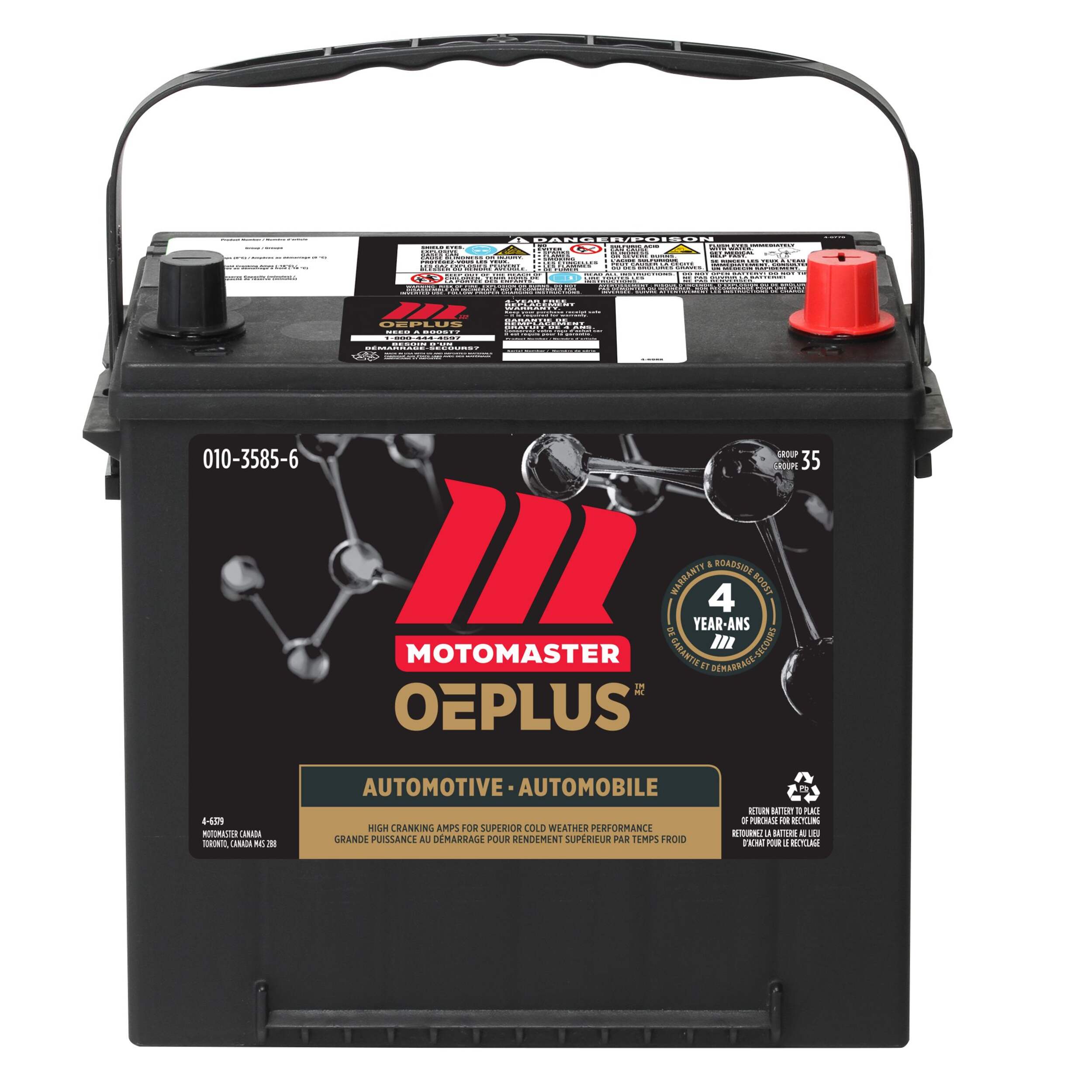 MOTOMASTER OEPLUS Group Size 35 Battery, 640 CCA Front_Elevated