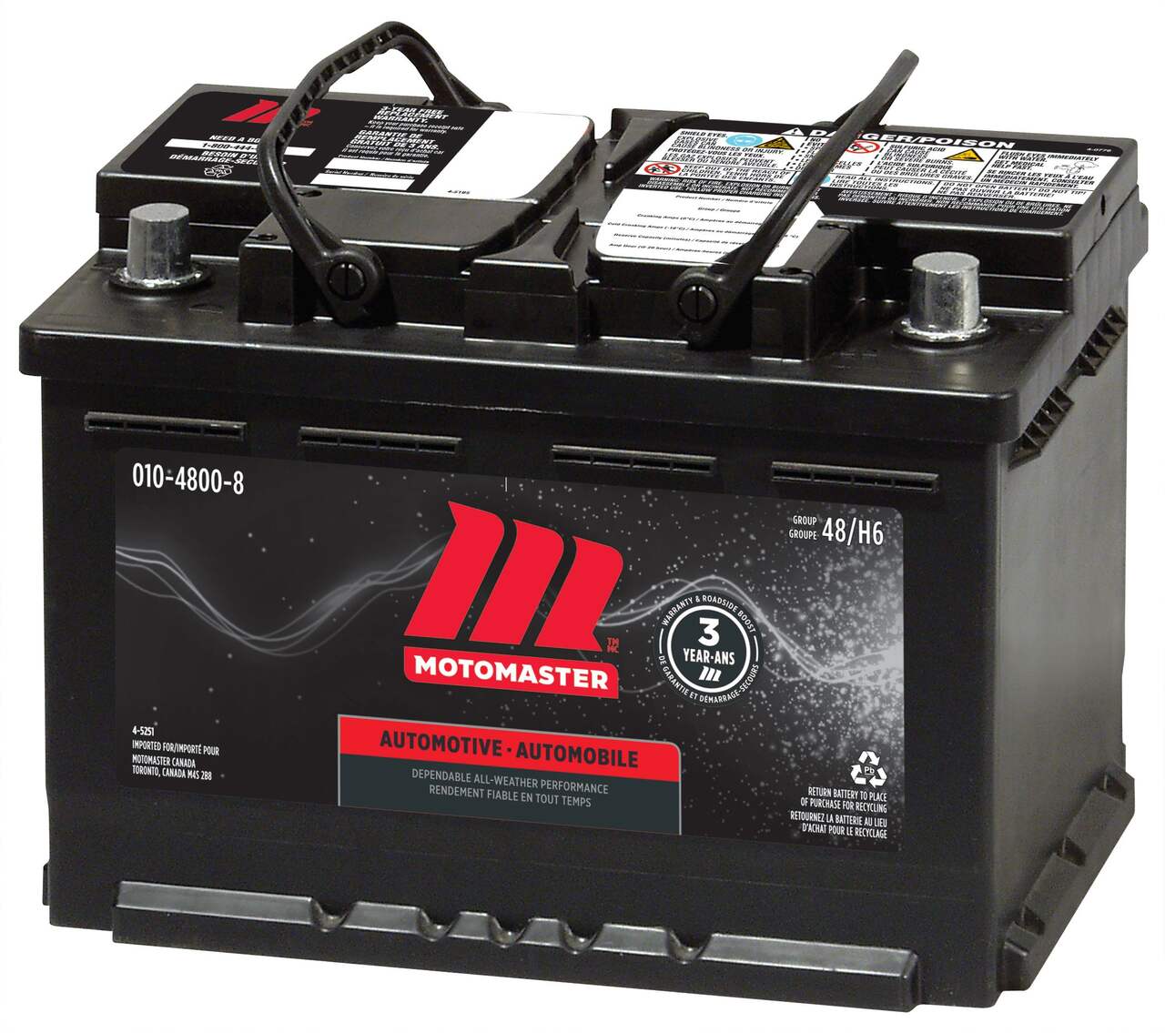 MOTOMASTER Group Size 48 (H6/L3) Battery, 680 CCA
