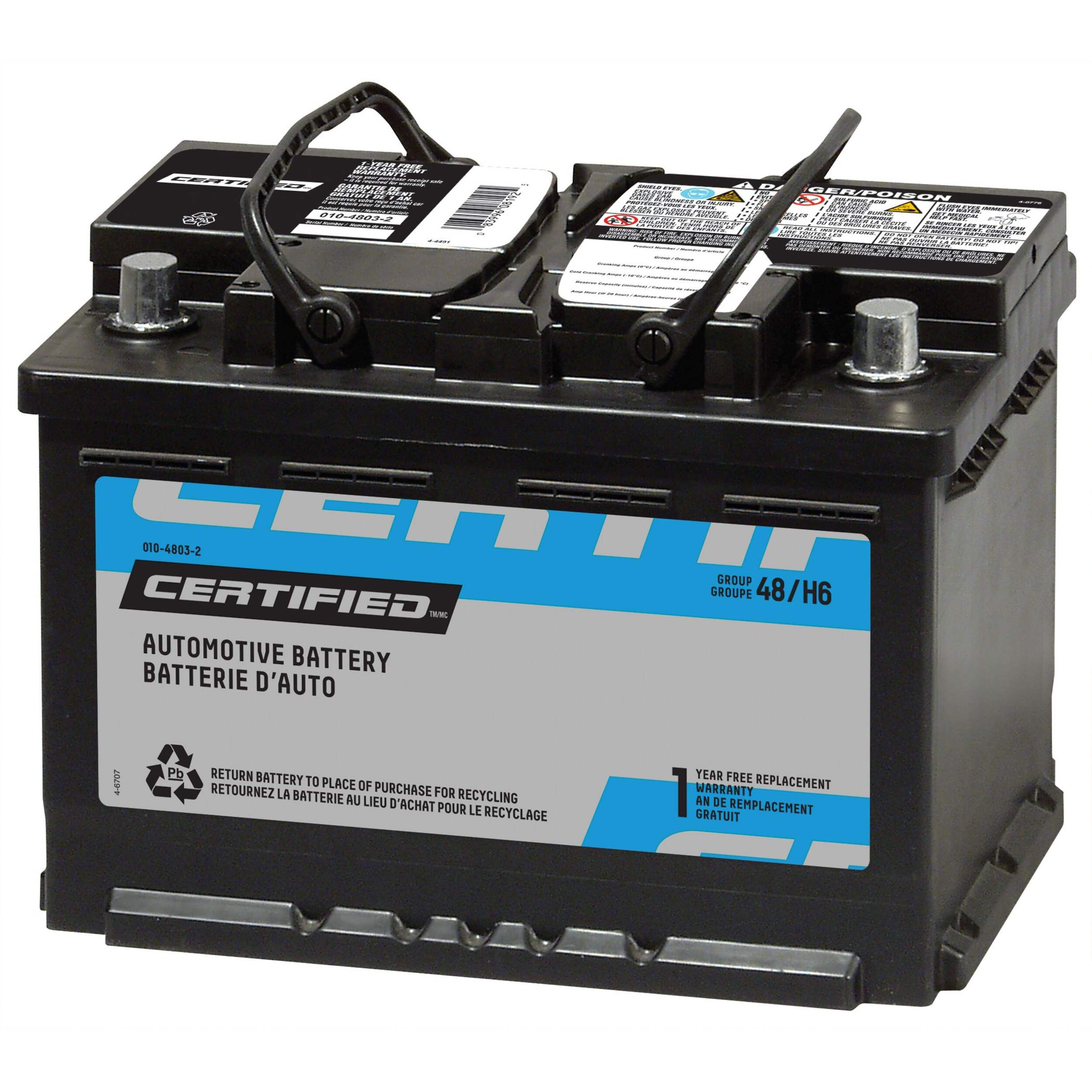 Certified Group Size 48 (H6/L3) Battery, 615 CCA Front_Angled_Left