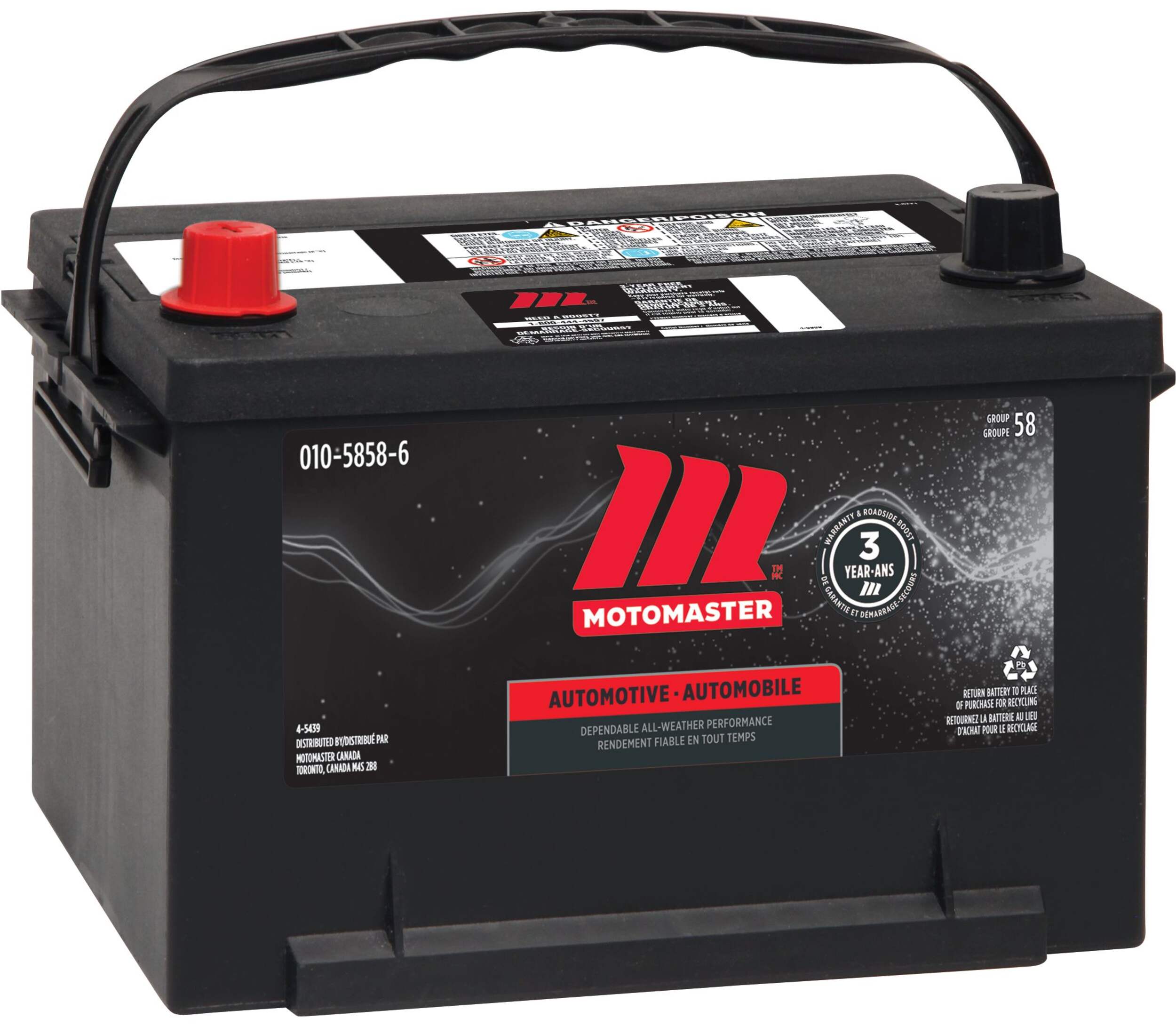 MOTOMASTER Group Size 58 Battery, 580 CCA Front_Angled_Right