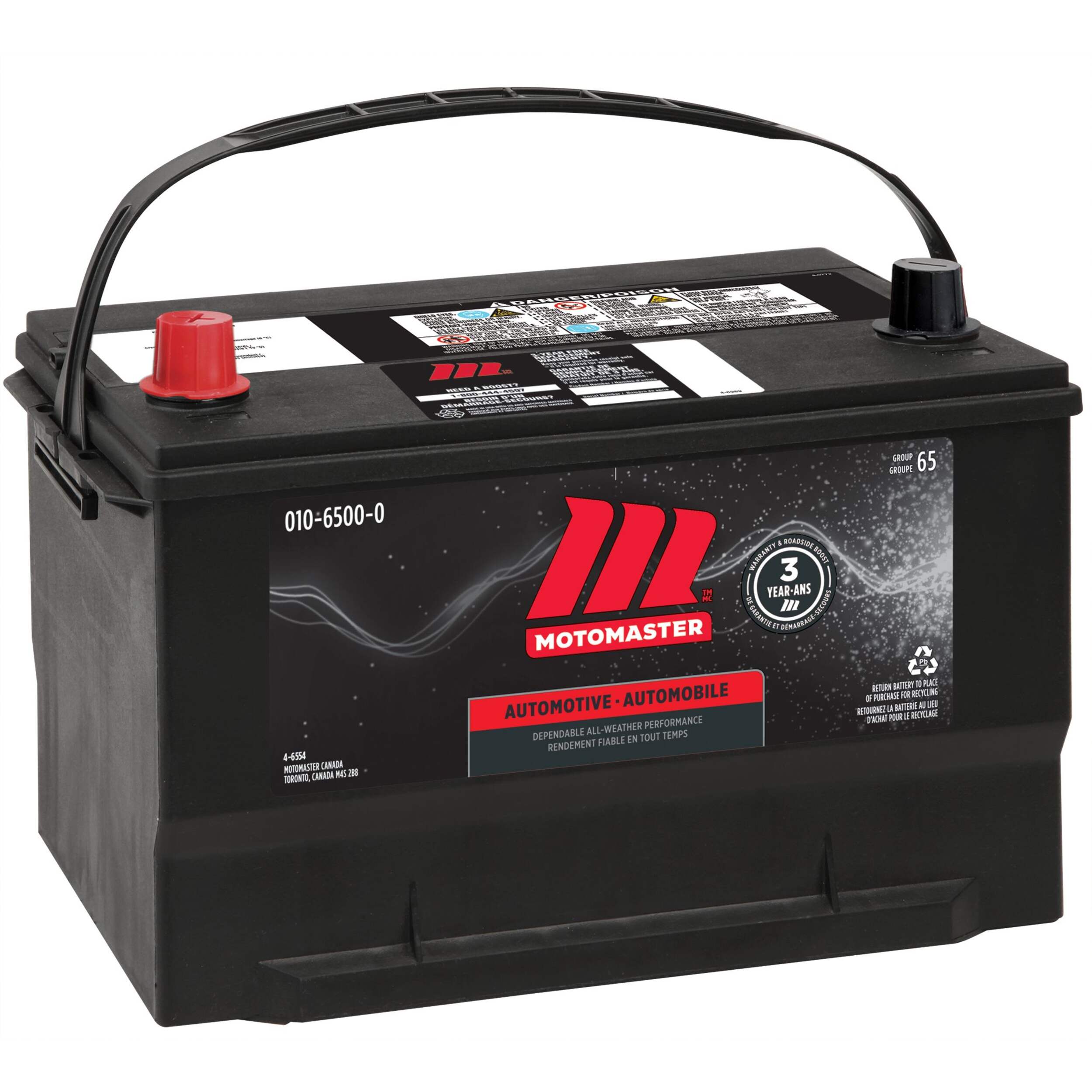 Batterie MotoMaster, groupe 65, 850 ADF Front_Angled_Right