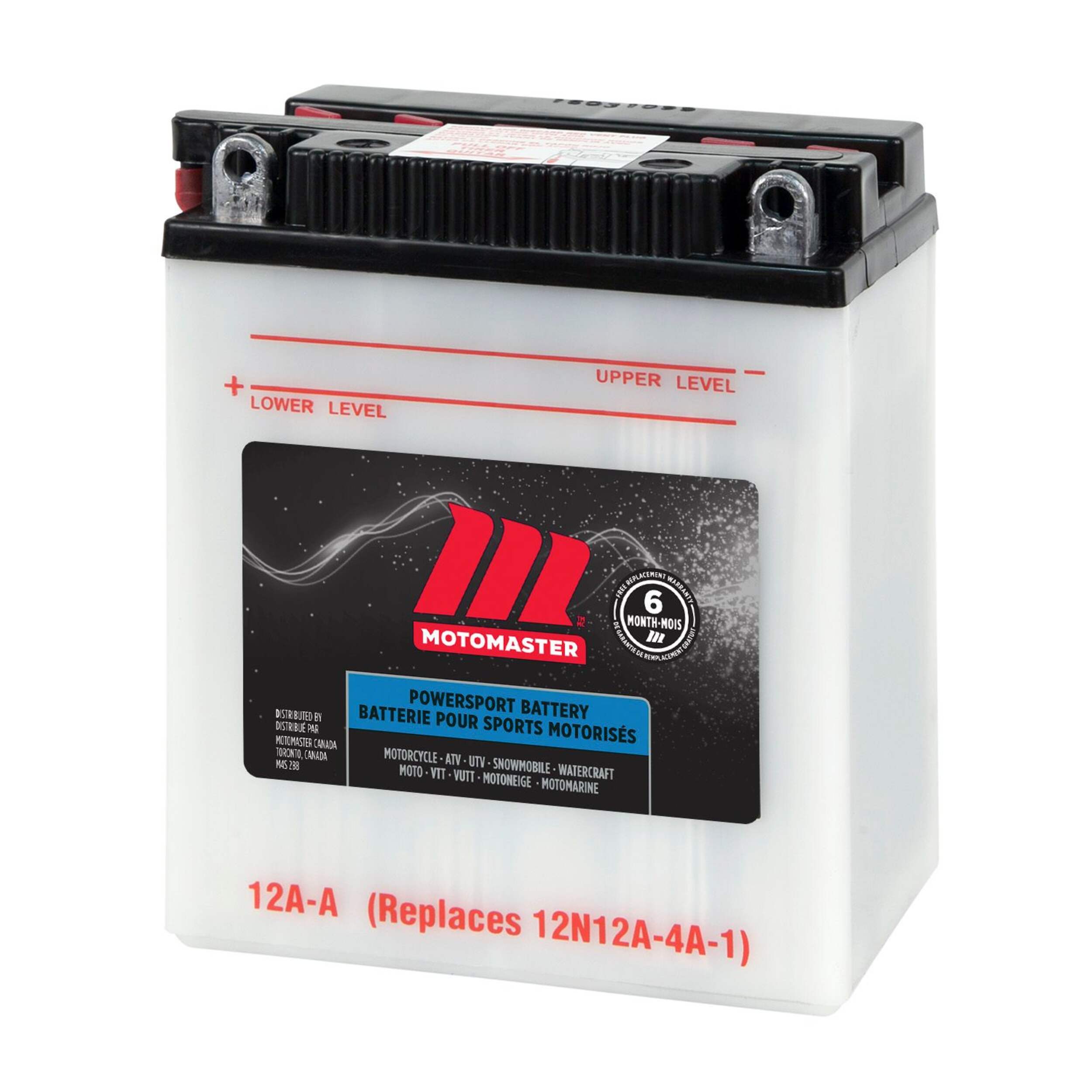 MOTOMASTER Powersports Battery, 12A-A Front_Angled_Left