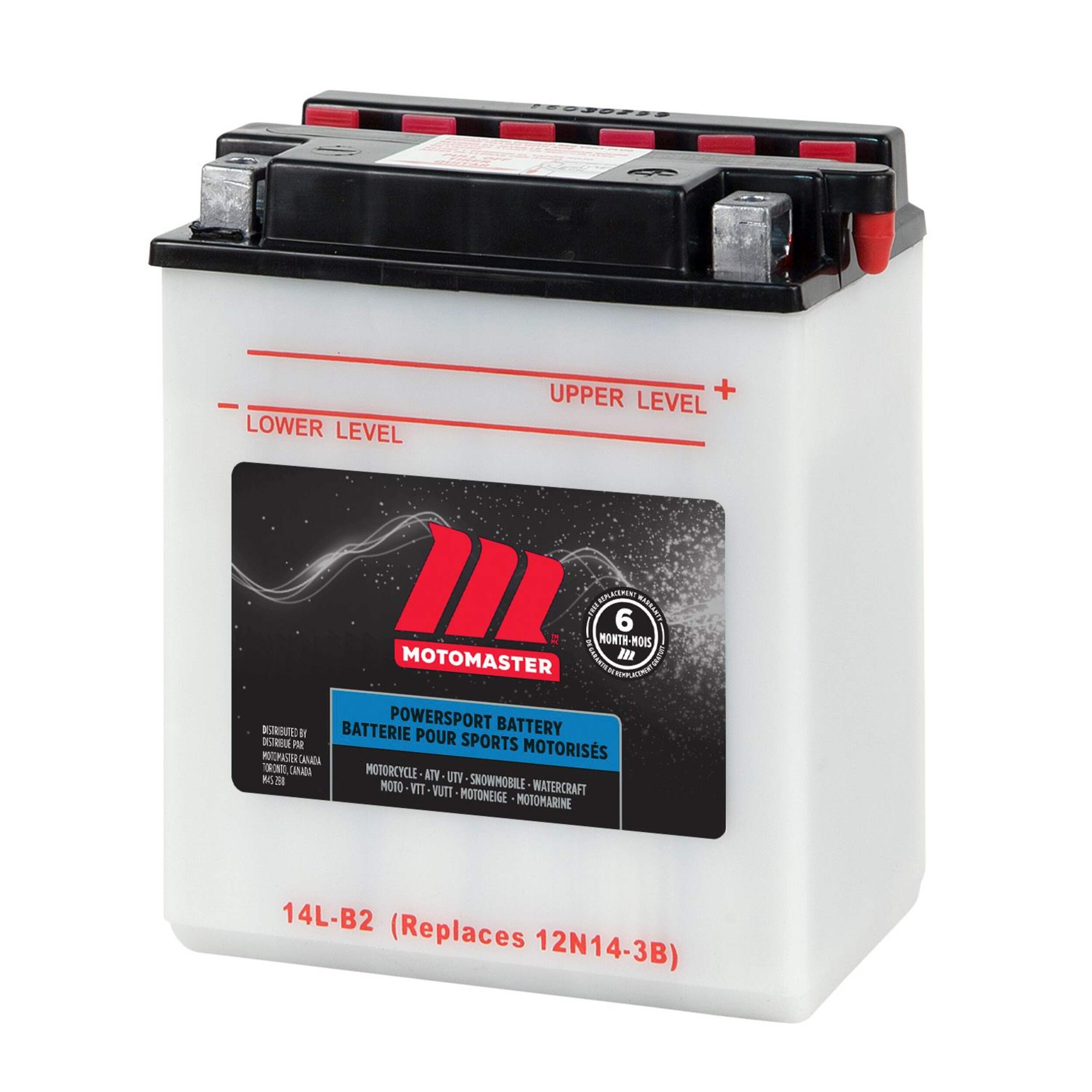 MOTOMASTER Powersports Battery, 14L-B2 Front_Angled_Left