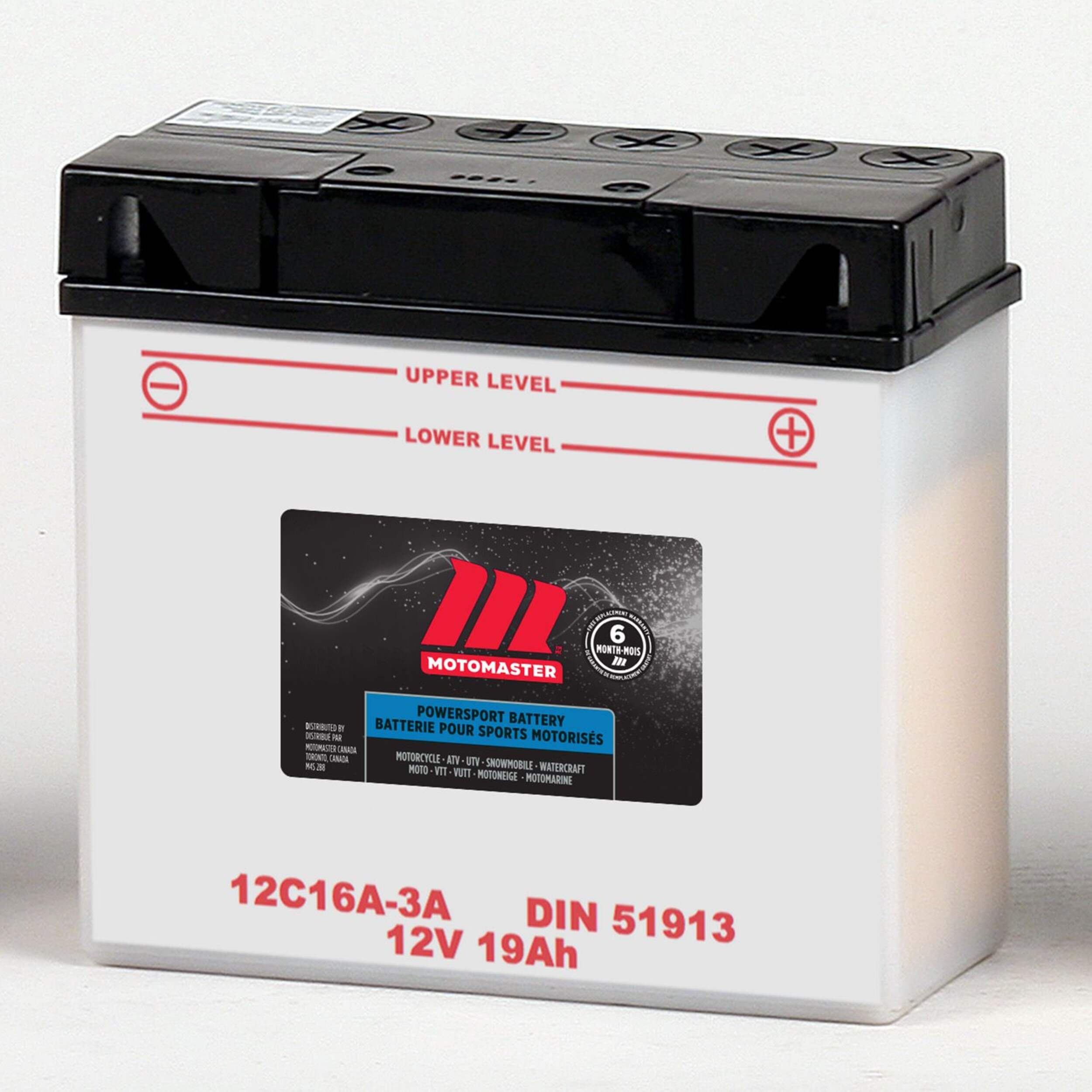 MOTOMASTER Powersports Battery, 51913 Front_Three_Fourths_Angled_Left