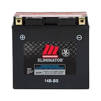Batterie MOTOMASTER ELIMINATOR AGM pour véhicules de sports motorisés, 14B-BS Front_Elevated