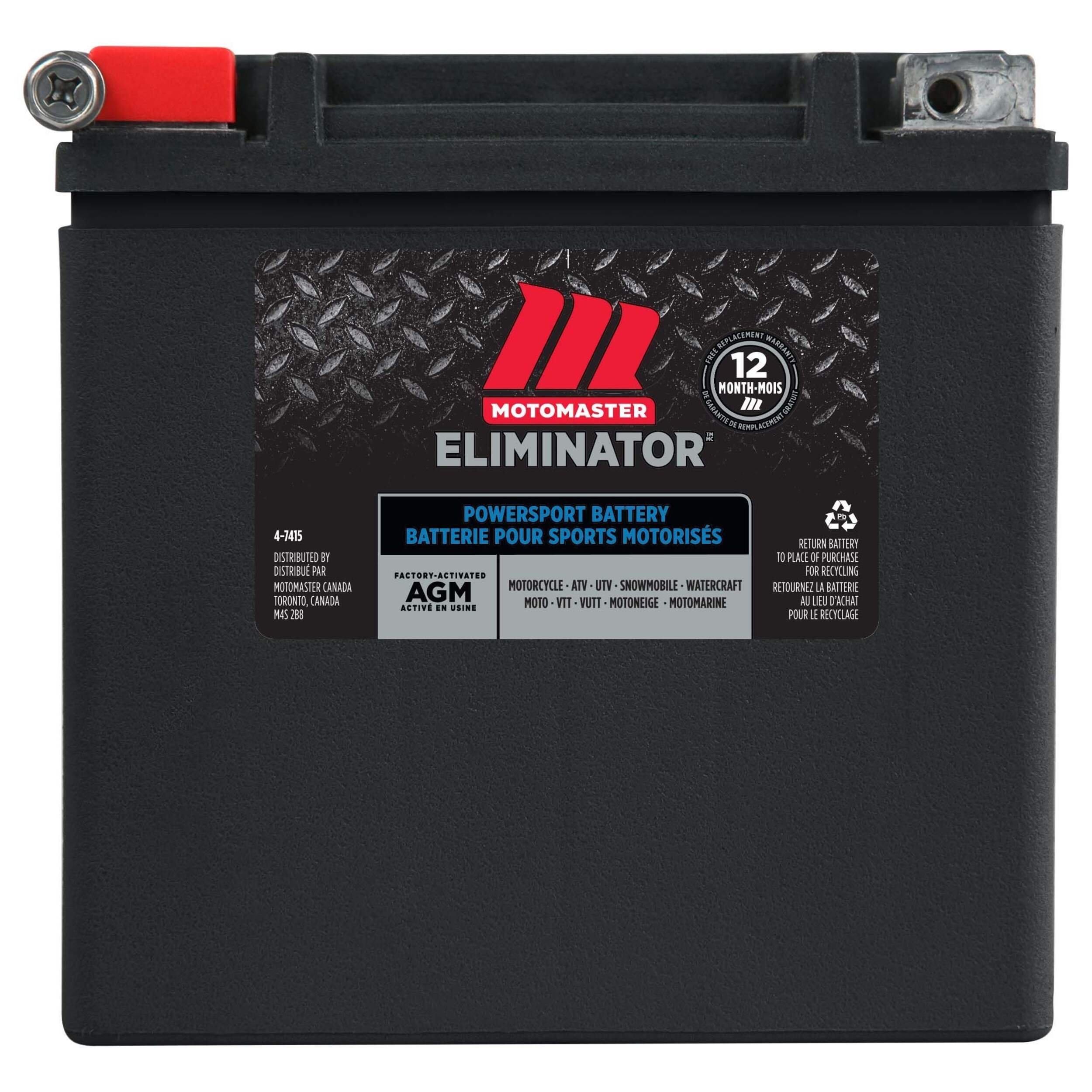 MOTOMASTER ELIMINATOR AGM Factory-Activated Powersports Battery, ETX14 Front_Flat