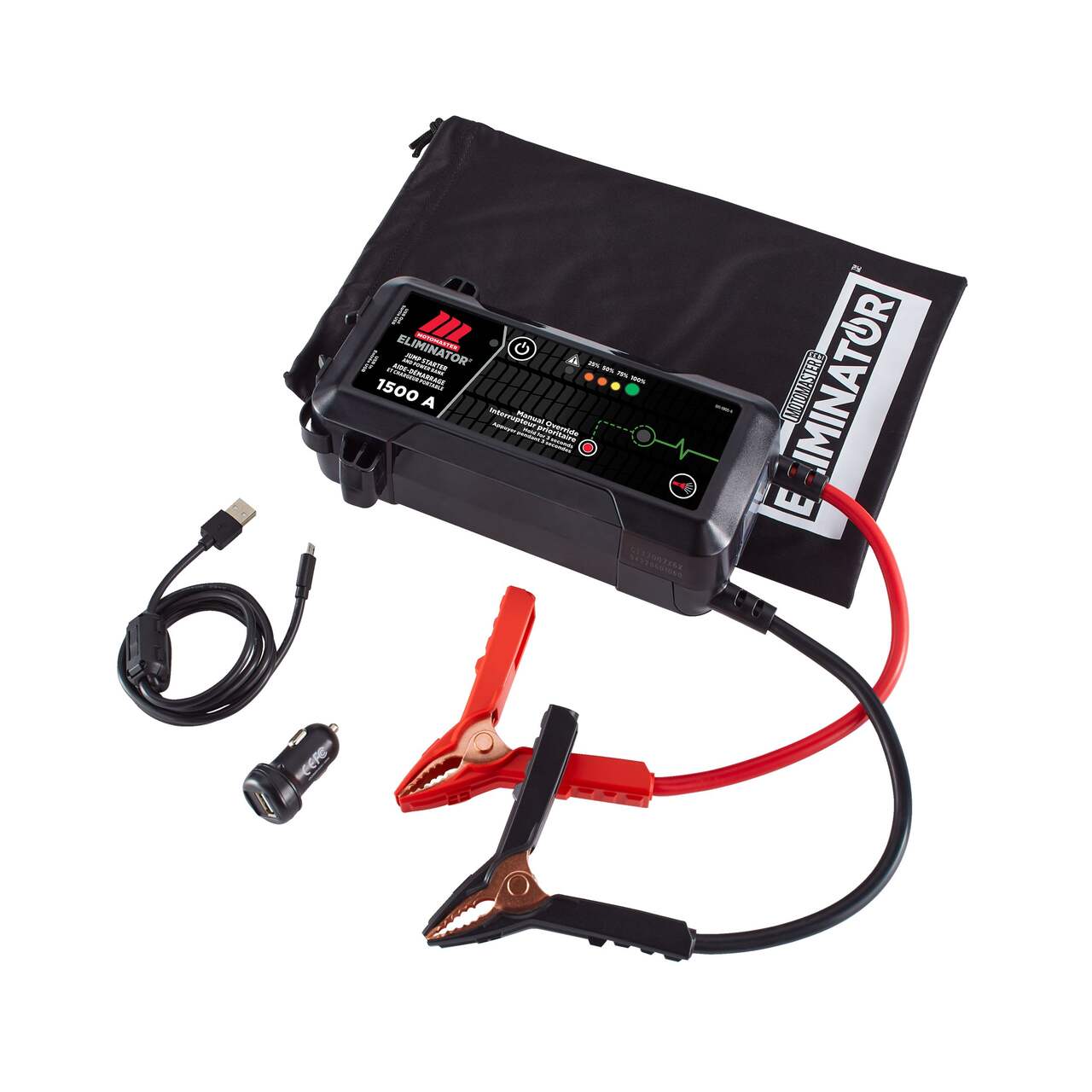 Bloc d’alimentation MotoMaster Eliminator, bloc d’alimentation USB,  batterie au lithium-ion, 1500 a, 12 V