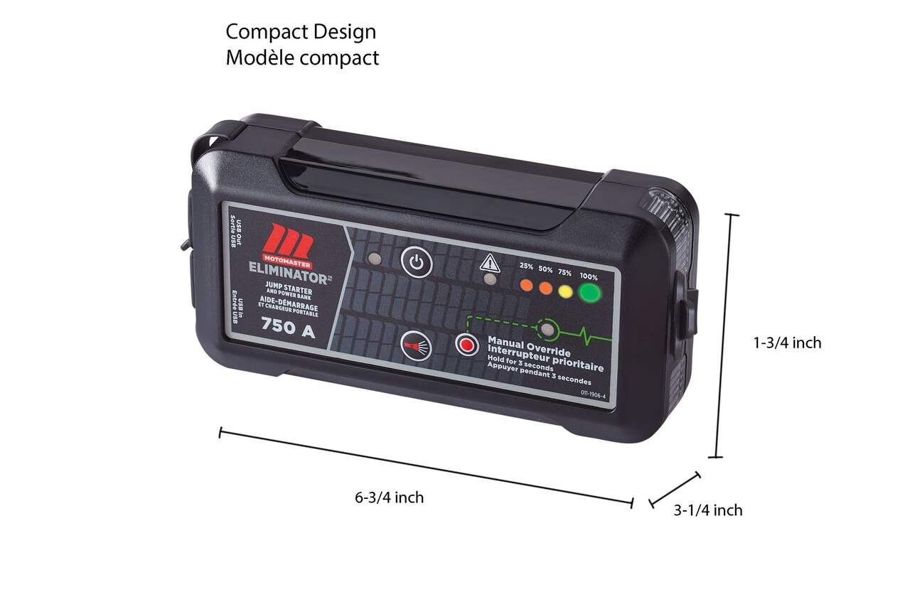 MotoMaster Eliminator PowerBox® Portable Power Pack & Battery Booster/Jump  Starter, 600 Peak Amps, 120W