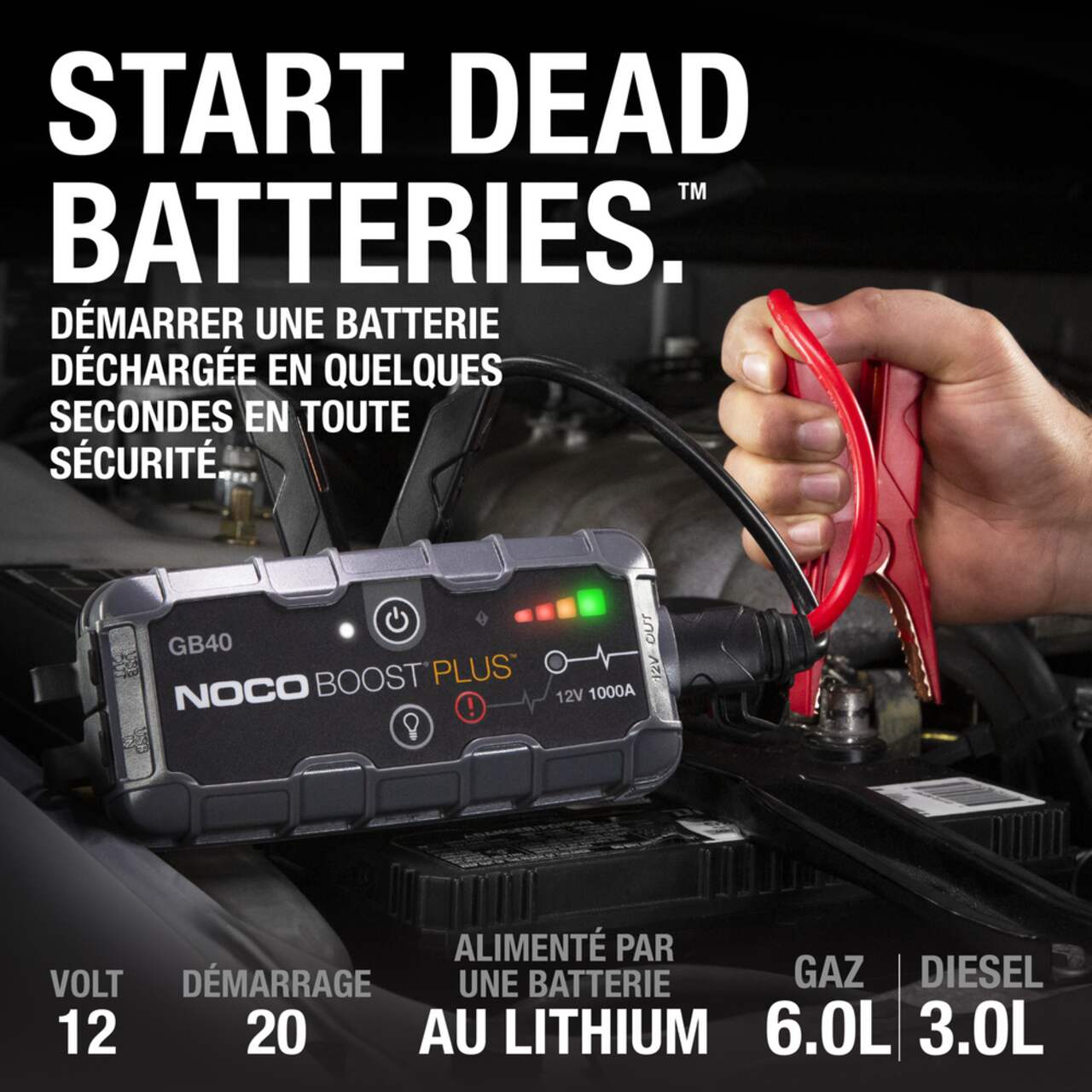 Bloc d'alimentation/démarreur de batterie NOCO Genius GB40 Boost Plus, 1000  A, 12 V
